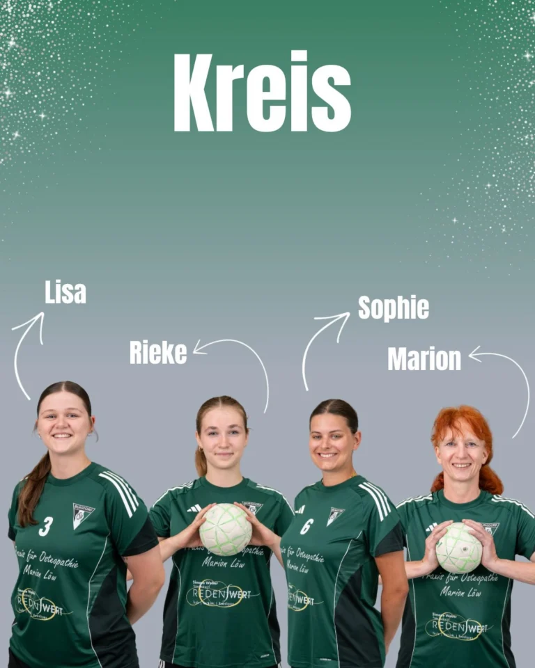 Weiter geht es mit unseren Kreisläuferinnen! 💥🤾♀️ Lisa, Sophie, Marion und Rieke sorgen am Kreis für Unruhe, schaffen Räume für ihre Mitspielerinnen und gehen dahin, wo es wehtu