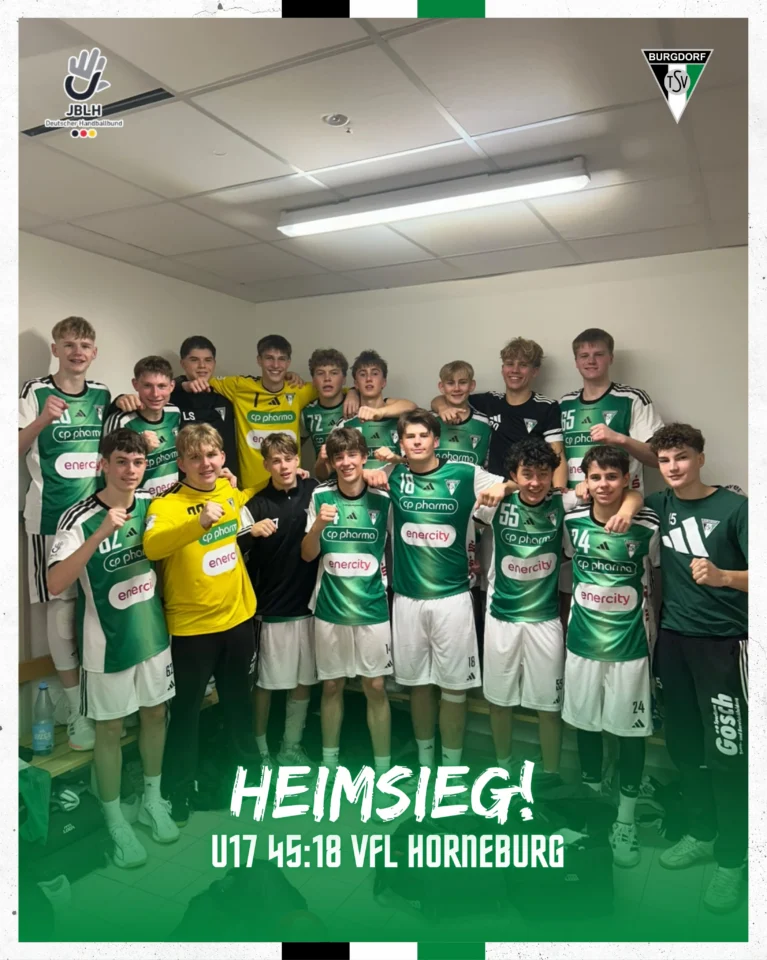 𝗦𝗧𝗔𝗥𝗧-𝗭𝗜𝗘𝗟-𝗦𝗜𝗘𝗚 𝗙Ü𝗥 𝗨𝗡𝗦𝗘𝗥𝗘 𝗨𝟭𝟳! 🙌Mit einem deutlichen 45:18 (22:5) gegen den VfL Horneburg sichert sich unsere U17 den nächsten Sieg in der Jugendbundesliga!Von Beginn an zeigte di