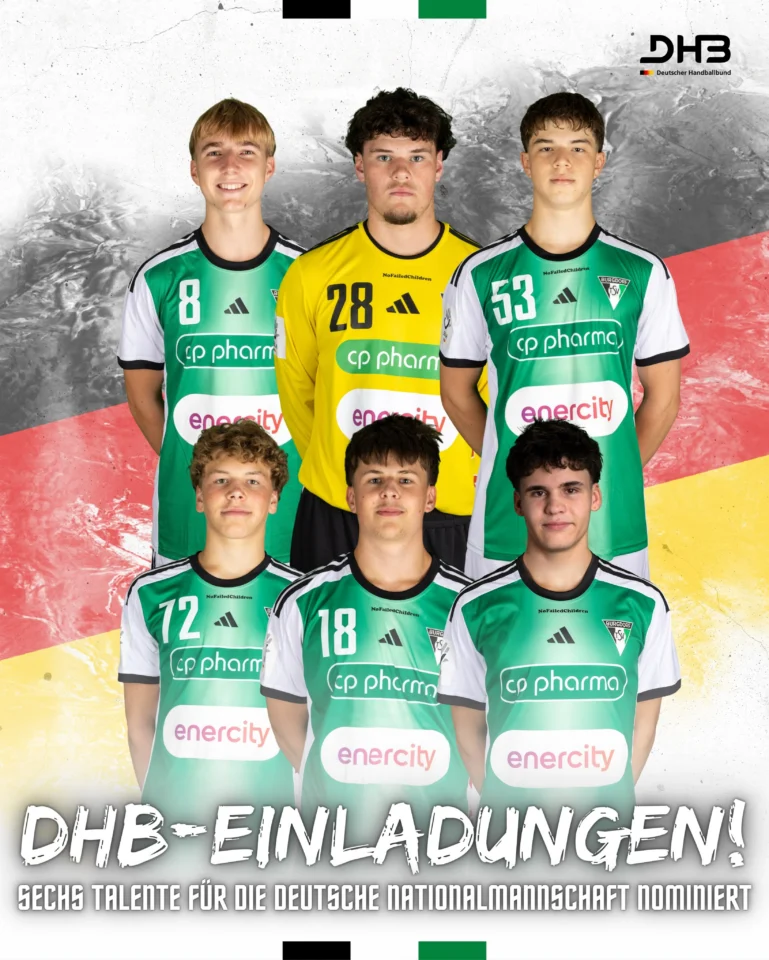 🇩🇪🔥 𝗦𝗘𝗖𝗛𝗦 𝗧𝗔𝗟𝗘𝗡𝗧𝗘 𝗙Ü𝗥 𝗗𝗘𝗡 𝗗𝗛𝗕 𝗡𝗢𝗠𝗜𝗡𝗜𝗘𝗥𝗧!Starke Nachrichten aus unserem Nachwuchs! 💪 Gleich sechs unserer Talente wurden für Lehrgänge des Deutschen Handballbundes nominiert! 👏🇩🇪 U2