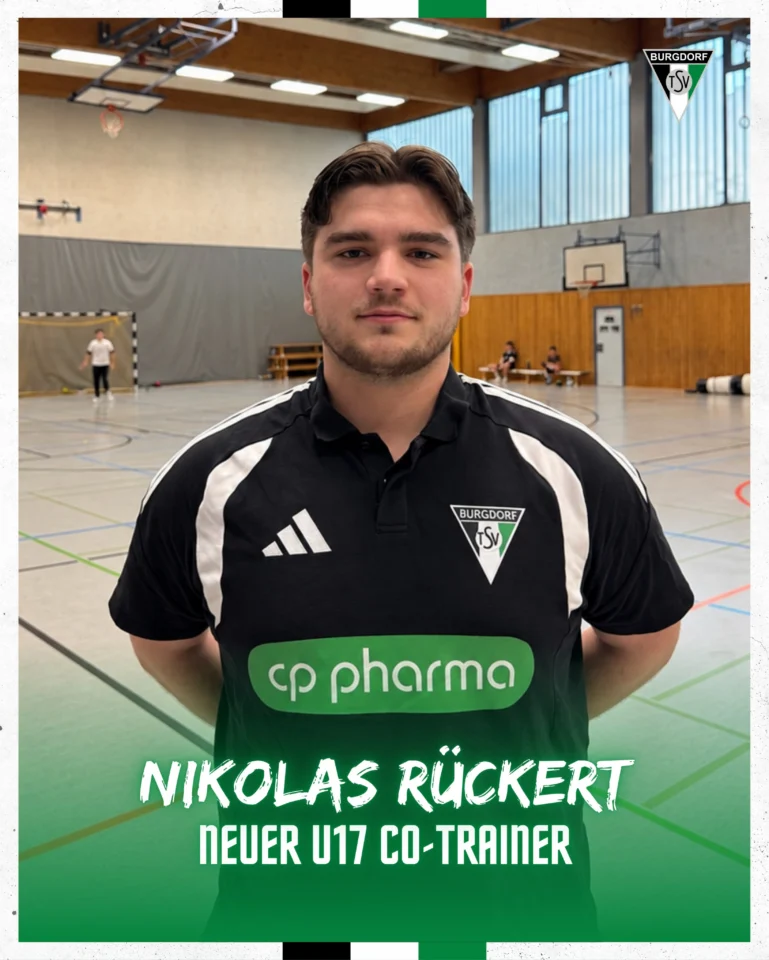 💪 𝗩𝗘𝗥𝗦𝗧Ä𝗥𝗞𝗨𝗡𝗚 𝗙Ü𝗥 𝗨𝗡𝗦𝗘𝗥 𝗧𝗥𝗔𝗜𝗡𝗘𝗥𝗧𝗘𝗔𝗠! 🤝Wir freuen uns, Nikolas Rückert als neuen Co-Trainer unserer U17 begrüßen zu dürfen! 🔥Nikolas kommt vom TSV Anderten zu uns und ist in unserem