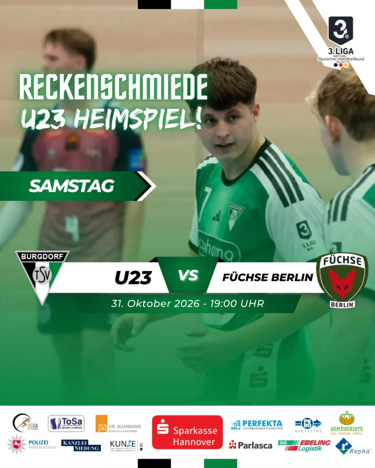 🔥 𝗡𝗘𝗫𝗧 𝗦𝗧𝗢𝗣: 𝗛𝗘𝗜𝗠𝗦𝗣𝗜𝗘𝗟!Samstagabend. Heimspiel. VOLLGAS! 💥Unsere U23 empfängt die Füchse Berlin in der heimischen Halle!⚡👉 19:00 Uhr🤾‍♂️ U23 🆚 jungfuechse_berlin 📅 31. Oktober 2026
